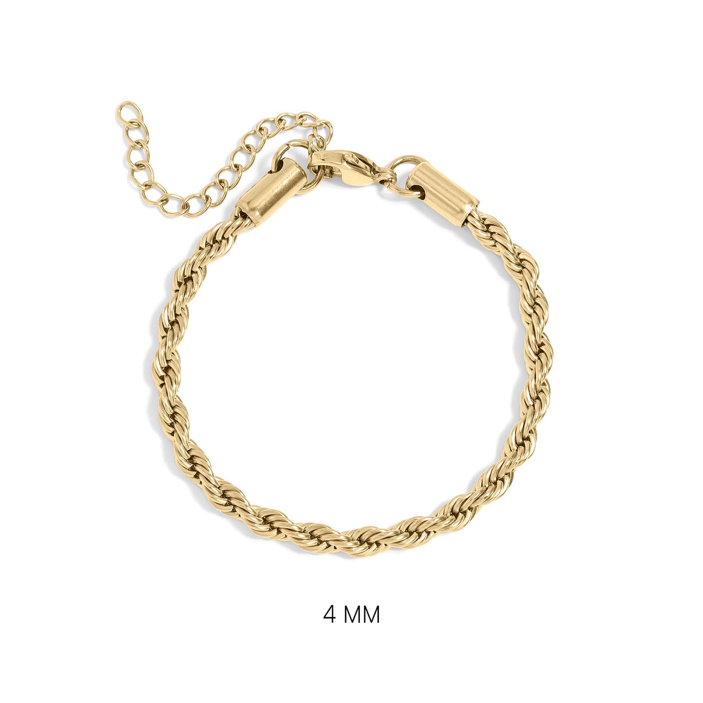 Rope Chain Bracelet / Anklet - Gold, Silver, Black: Gold / 6+2" / 2mm