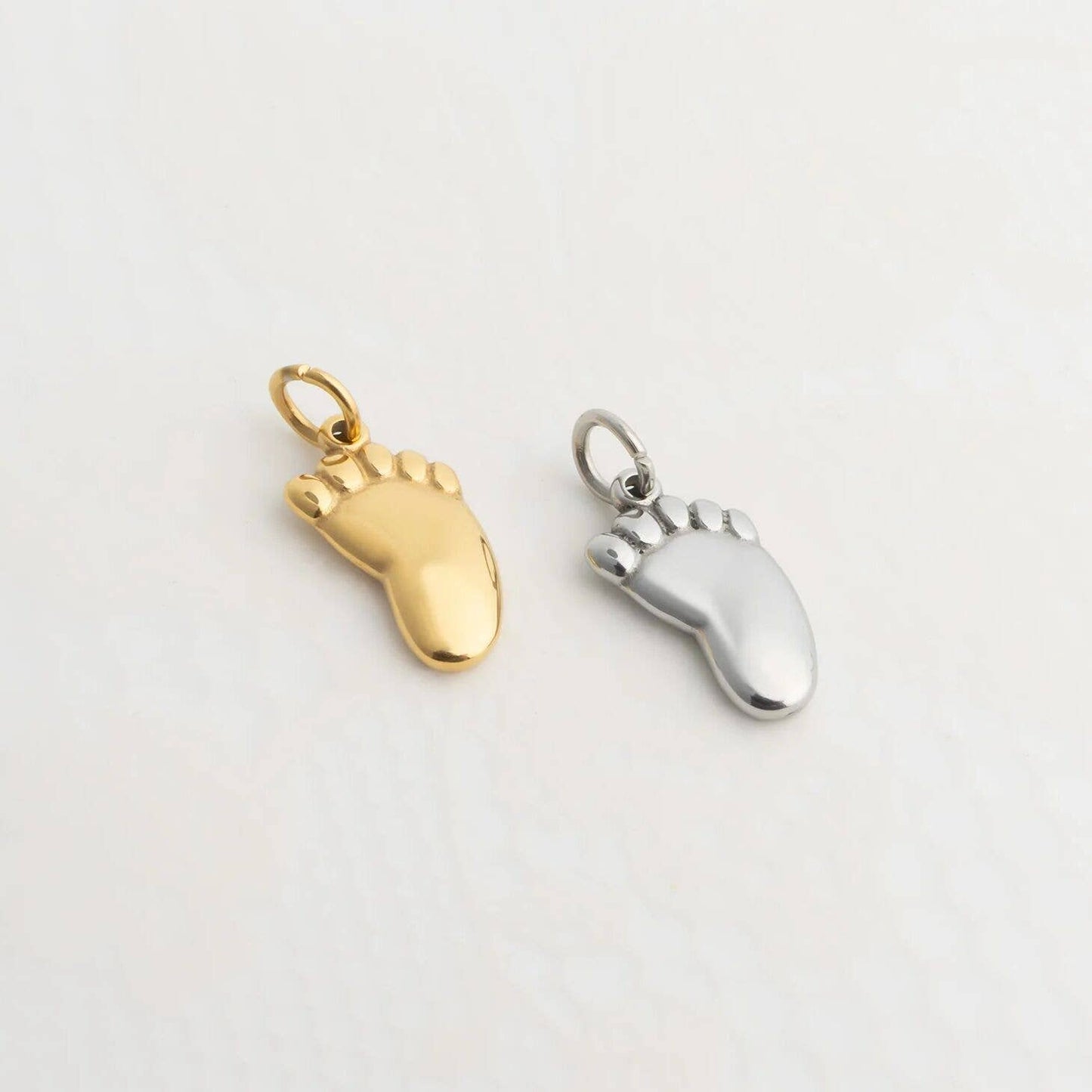 18K Gold PVD Stainless Steel Baby Foot Charm: Gold