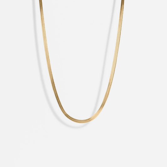 18K Gold Stainless Steel Herringbone Chain Necklace: 16" / 3mm