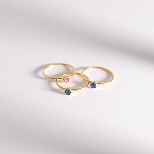 18K Gold PVD Stainless Steel Birthstone Stacking Ring: October / 8