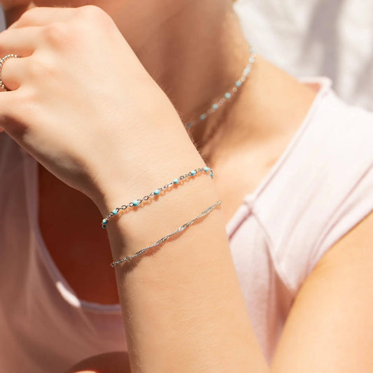 18K Gold PVD Stainless Steel Turquoise Confetti Bracelet: Gold
