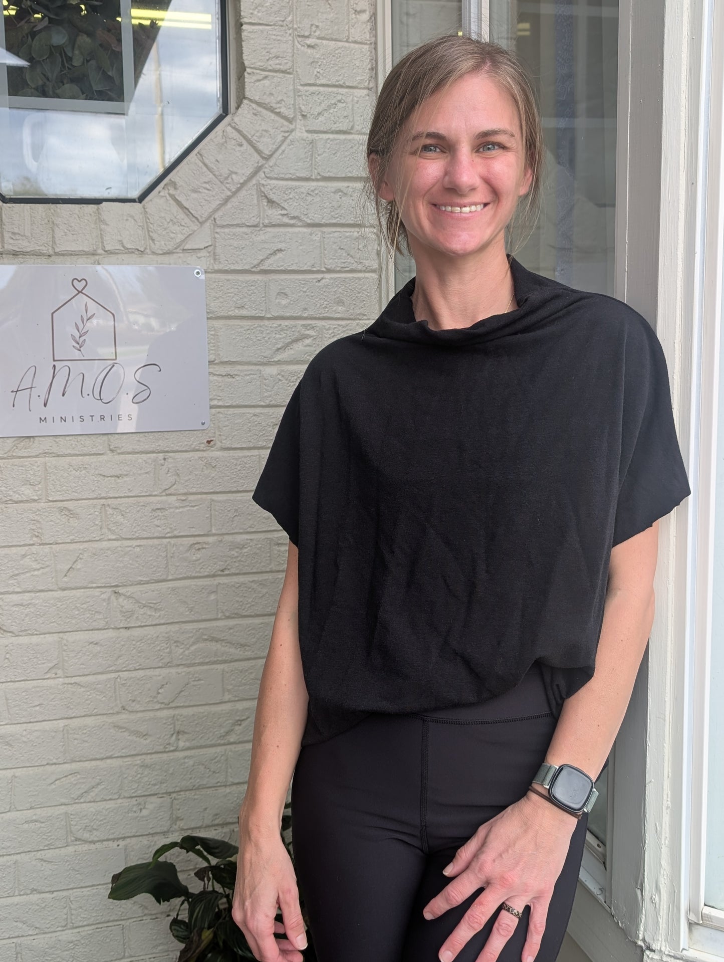 Mock Neck Top - Short Sleeve Rib