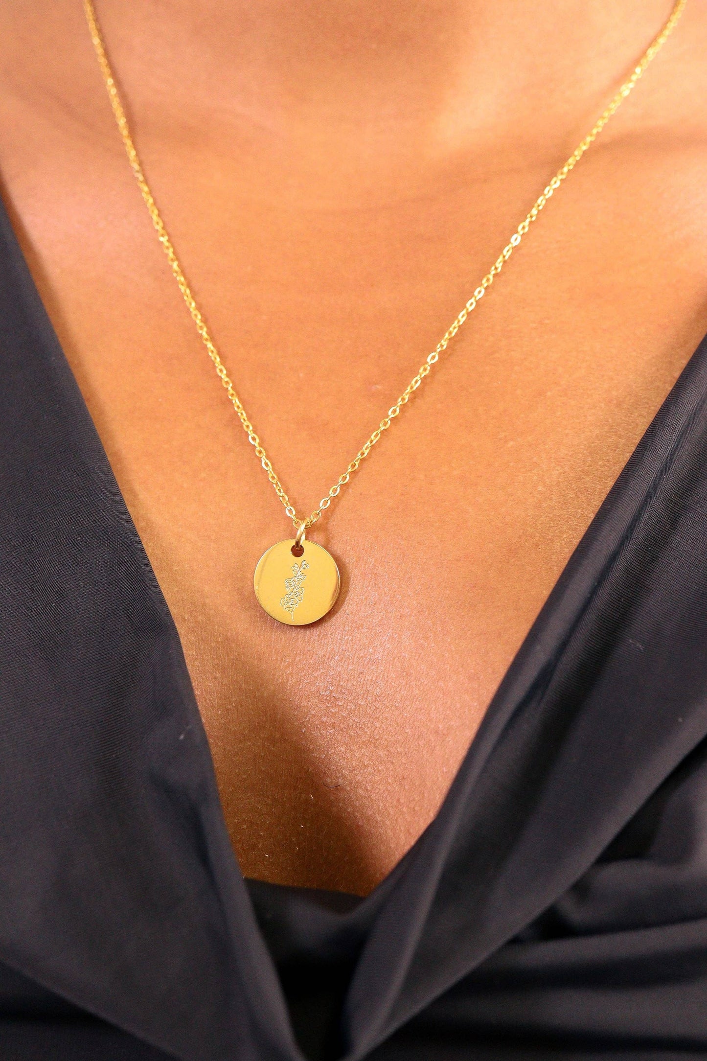 18K Gold PVD Stainless Steel Birth Flower Charm: Gold / January/Carnation