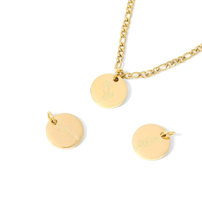 18K Gold PVD Stainless Steel Birth Flower Charm: Gold / August/Gladiolus
