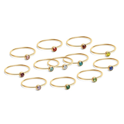 18K Gold PVD Stainless Steel Birthstone Stacking Ring: September / 8