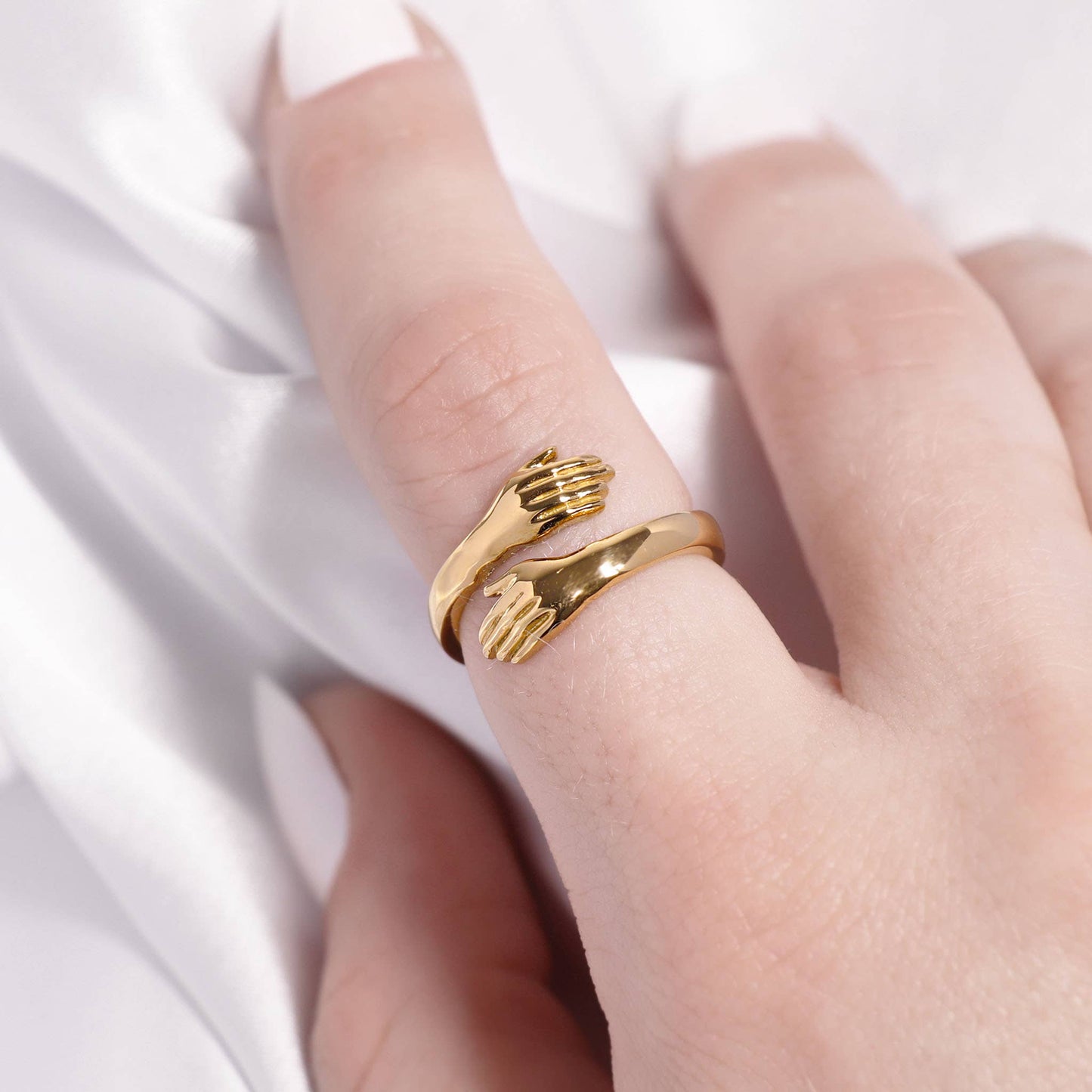 18K Gold PVD Stainless Steel Hug Ring: 7