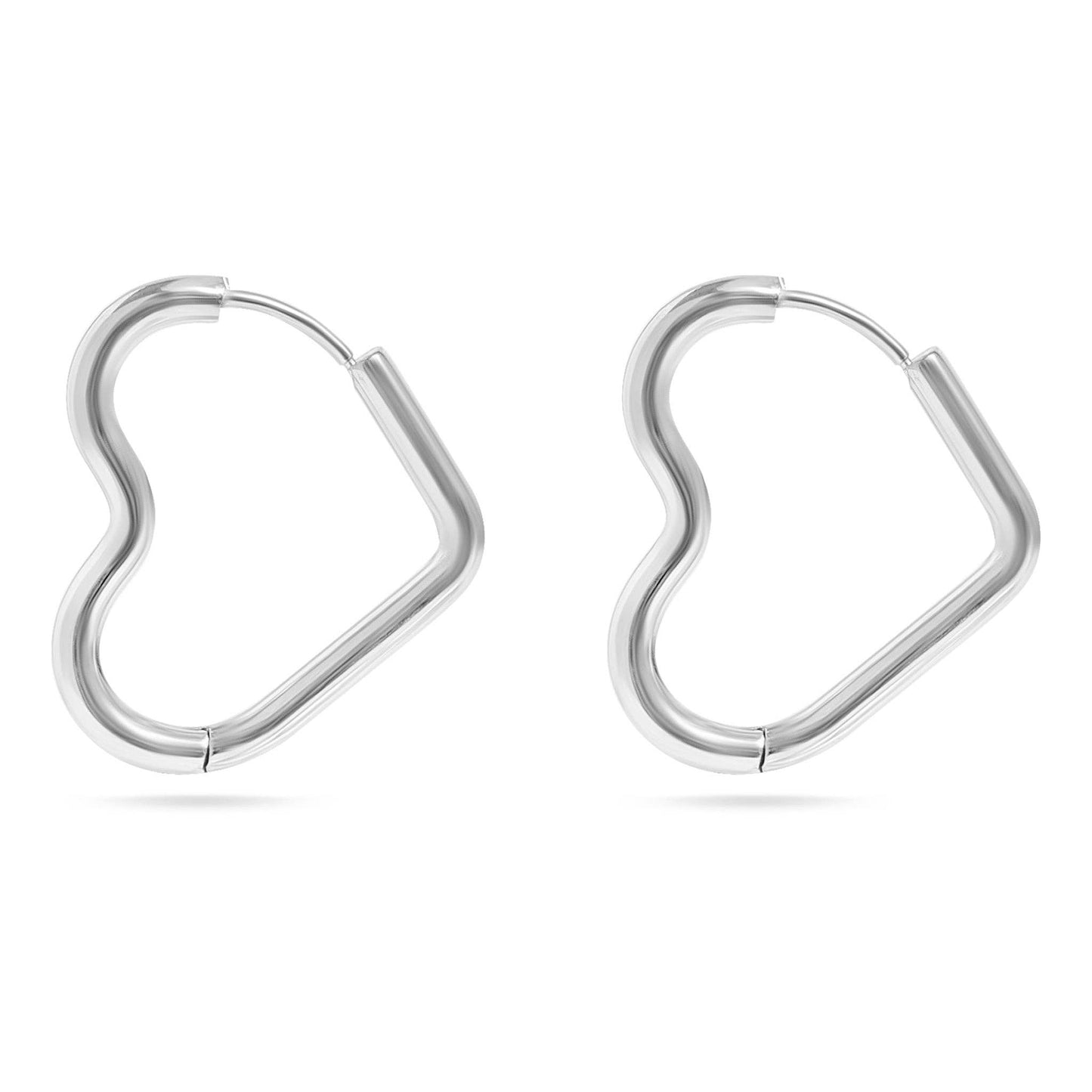 18K Gold PVD Stainless Steel Heart Hoop Earrings / ERJ0007: Stainless