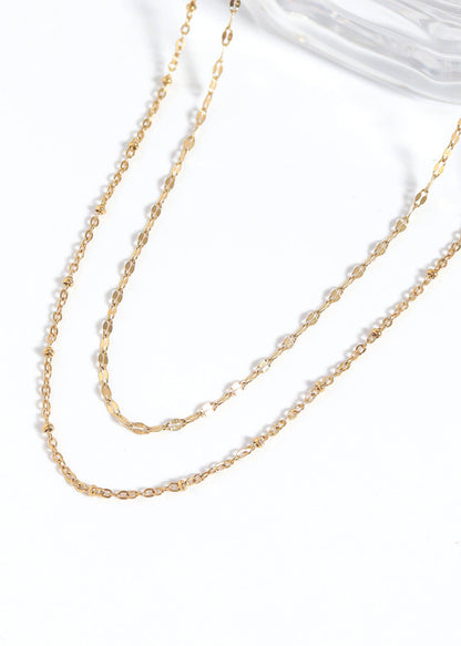 Stainless Steel Lip Chain Necklace: Gold / 18"