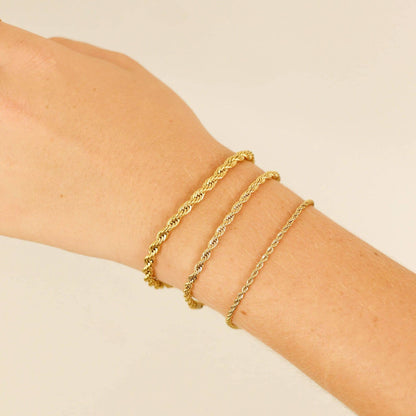Rope Chain Bracelet / Anklet - Gold, Silver, Black: Gold / 6+2" / 2mm