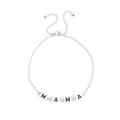 18K Gold PVD Stainless Steel "Mama" Beaded Charm Bracelet: Gold