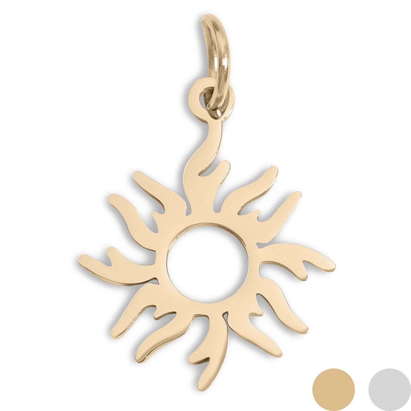 18K Gold PVD Stainless Steel Sunburst Charm: Stainless