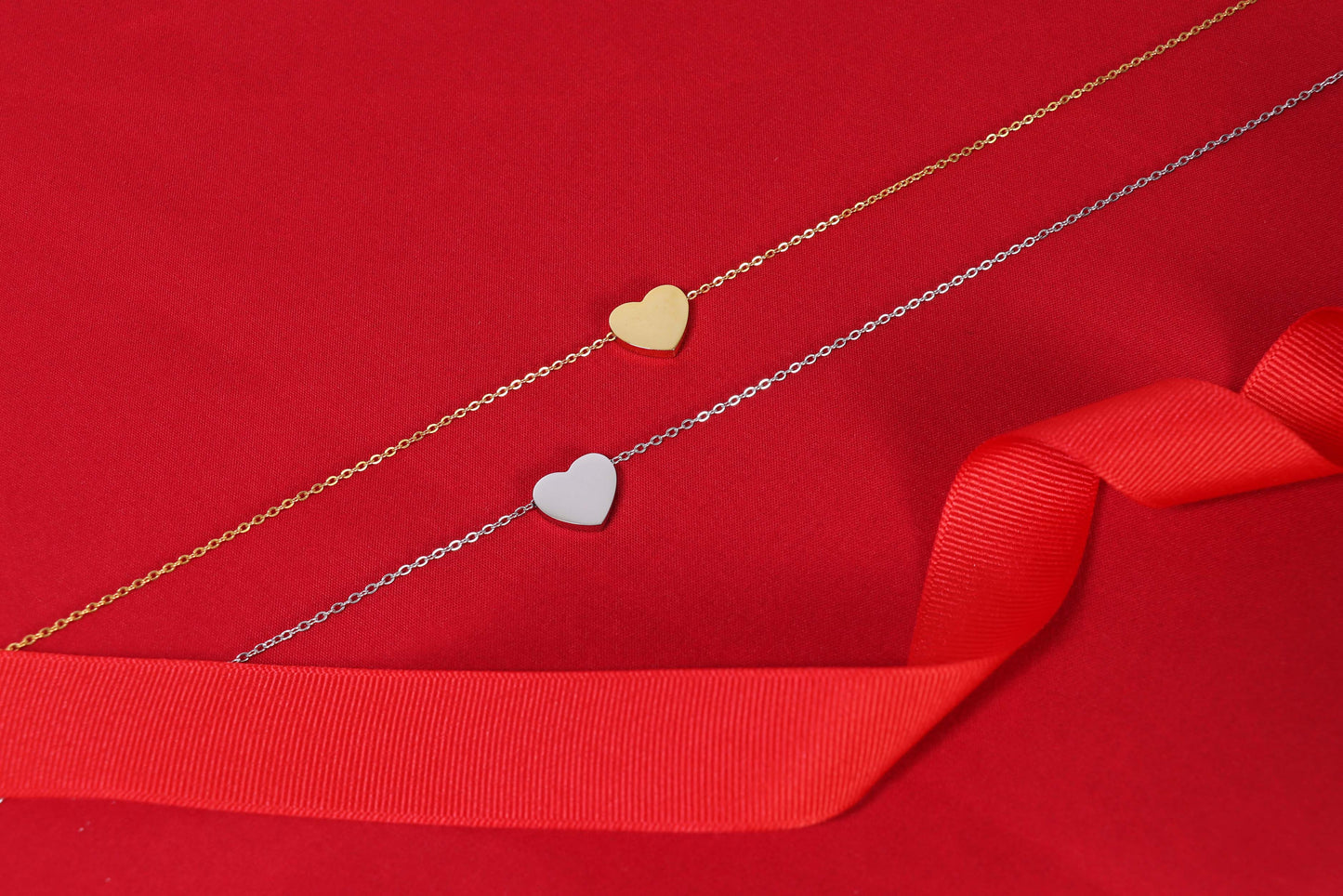 Stainless Steel Blank Heart Necklace: Gold