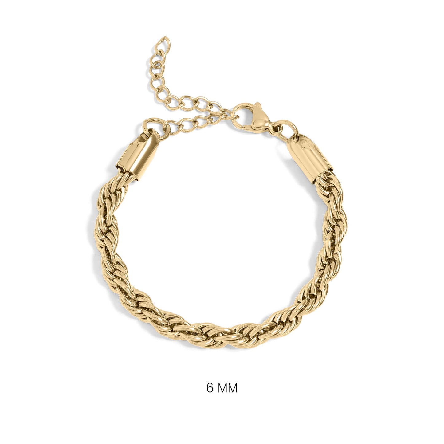 Rope Chain Bracelet / Anklet - Gold, Silver, Black: Gold / 6+2" / 2mm