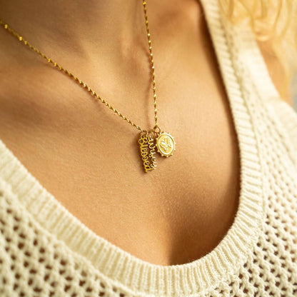 18K Gold PVD Stainless Steel Blessed Charm: Gold
