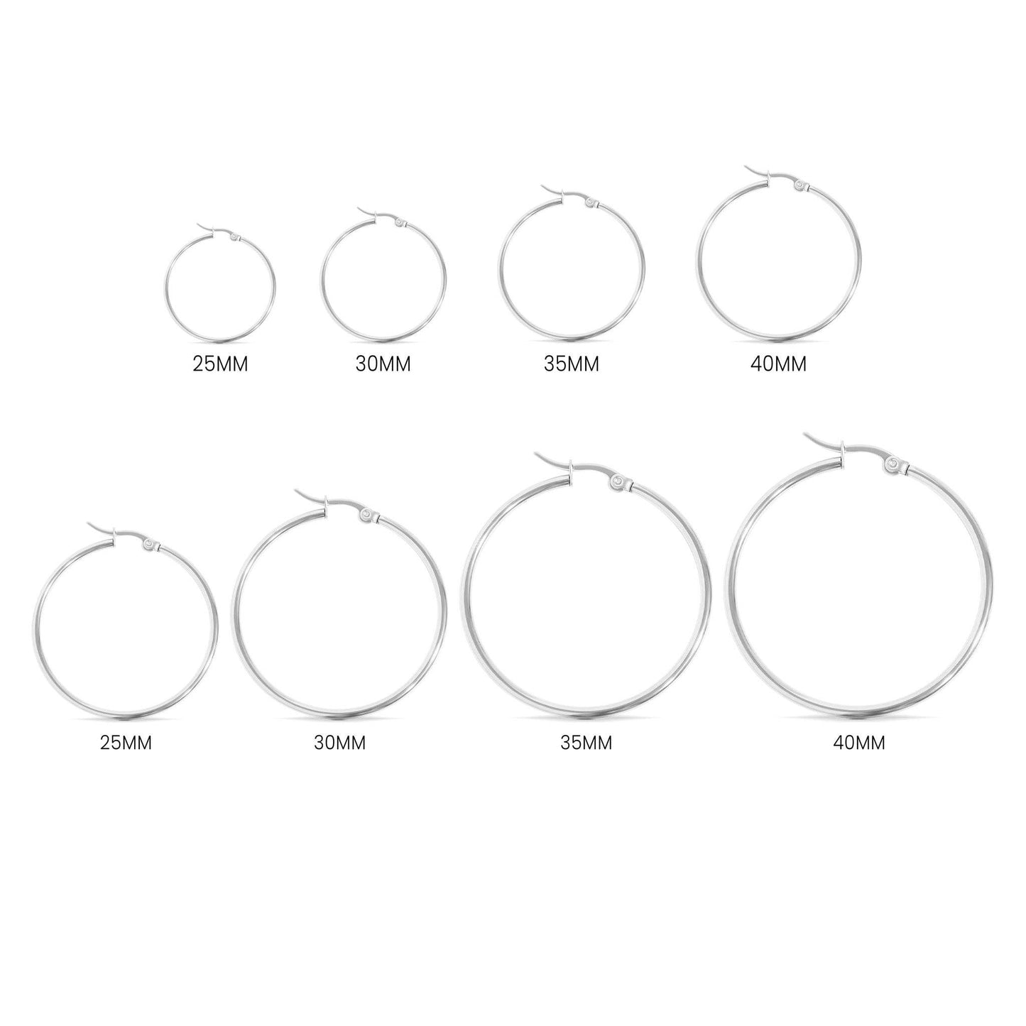 18K Gold PVD Stainless Steel Round Tube Hoop Earrings: Gold / 25mm