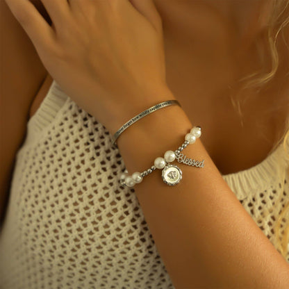 18K Gold PVD Stainless Steel Blessed Charm: Gold