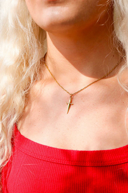 18K Gold PVD Stainless Steel Dagger Charm: Gold