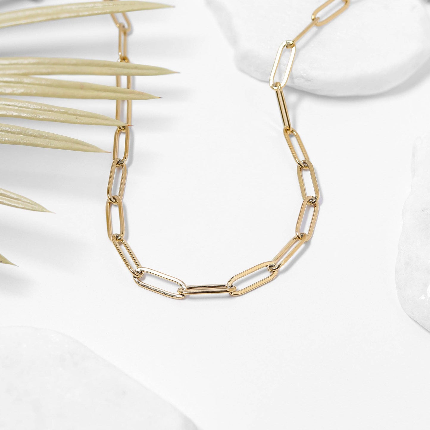 18K Gold Paperclip Chain Necklace: 20+02" / 4mm