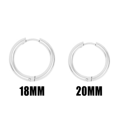 18K Gold PVD Stainless Steel Circle Huggie Hoop Earrings: Gold / 18mm