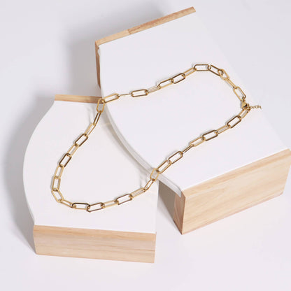 18K Gold Paperclip Chain Necklace: 20+02" / 4mm