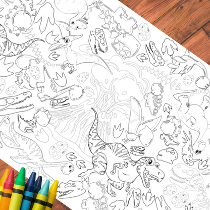 Dinosaur Coloring Tablecloth | Paper Dino Party Decor