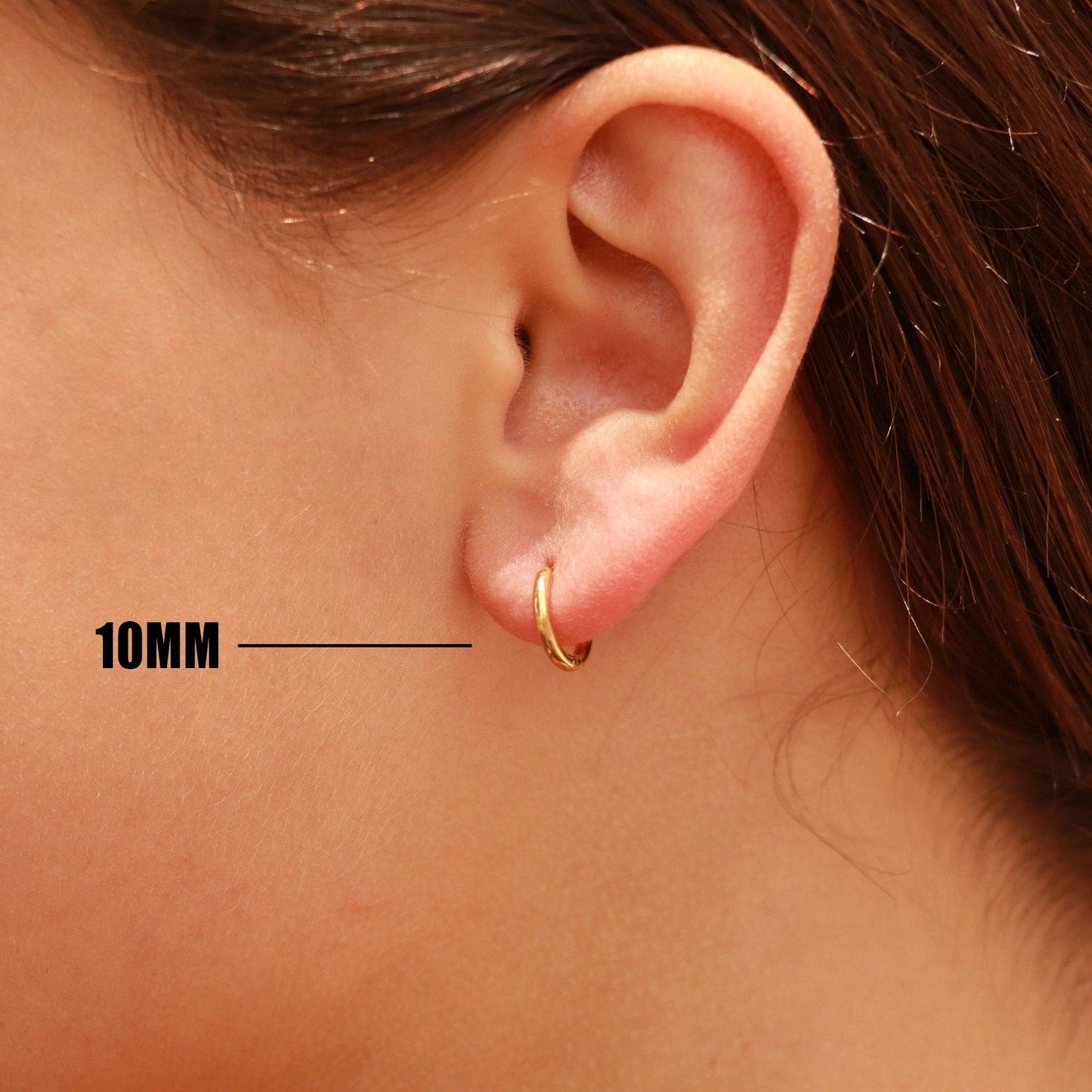 18K Gold PVD Stainless Steel Classic Hoop Huggie Earrings: Gold / 8mm