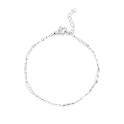18K Gold PVD Stainless Steel Satellite Bar Chain Bracelet: Gold