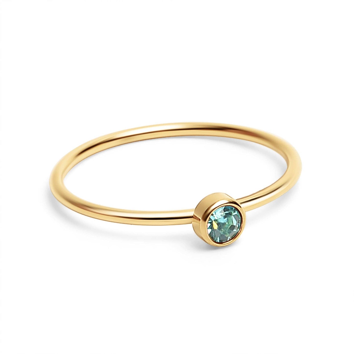 18K Gold PVD Stainless Steel Birthstone Stacking Ring: October / 8