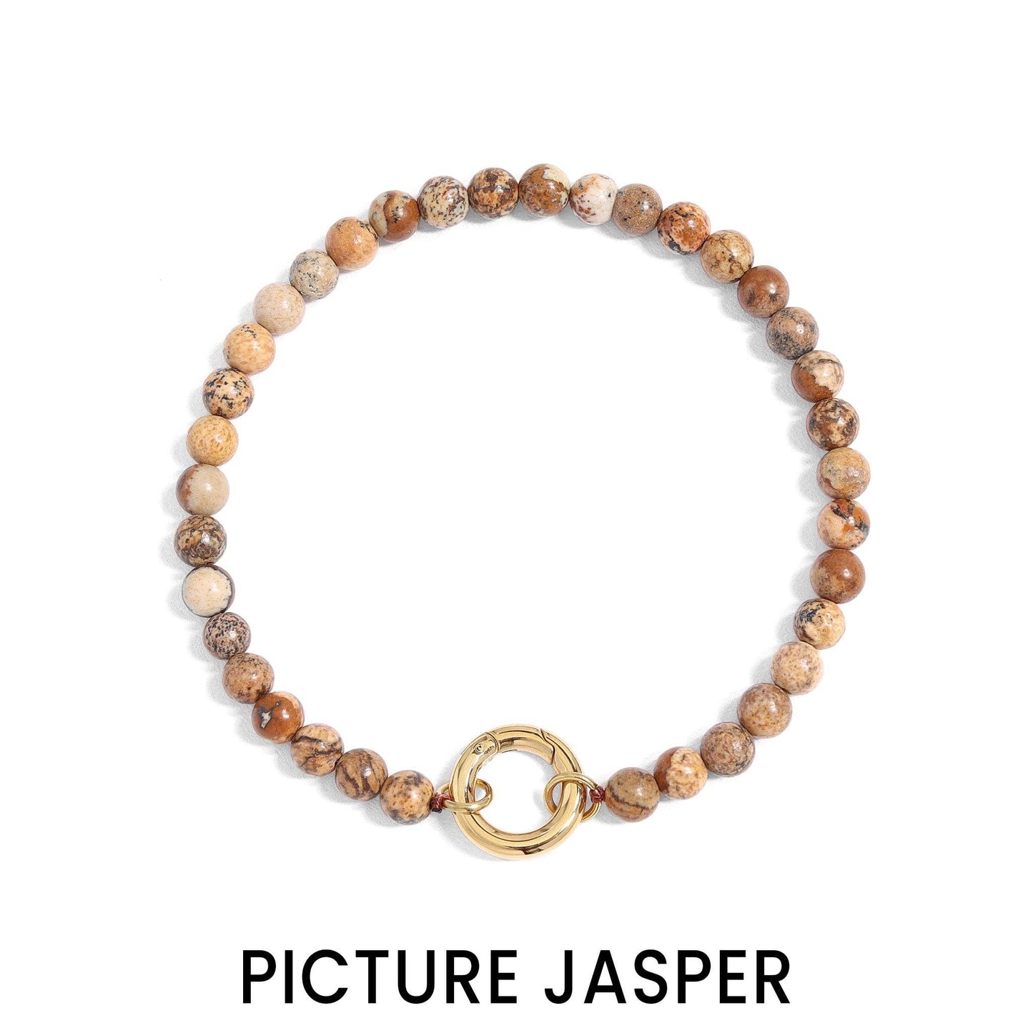 18K Gold PVD Stainless Steel Semi Precious Natural Stone Charm Keeper Bracelet: Gold / Turquoise
