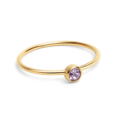 18K Gold PVD Stainless Steel Birthstone Stacking Ring: October / 8