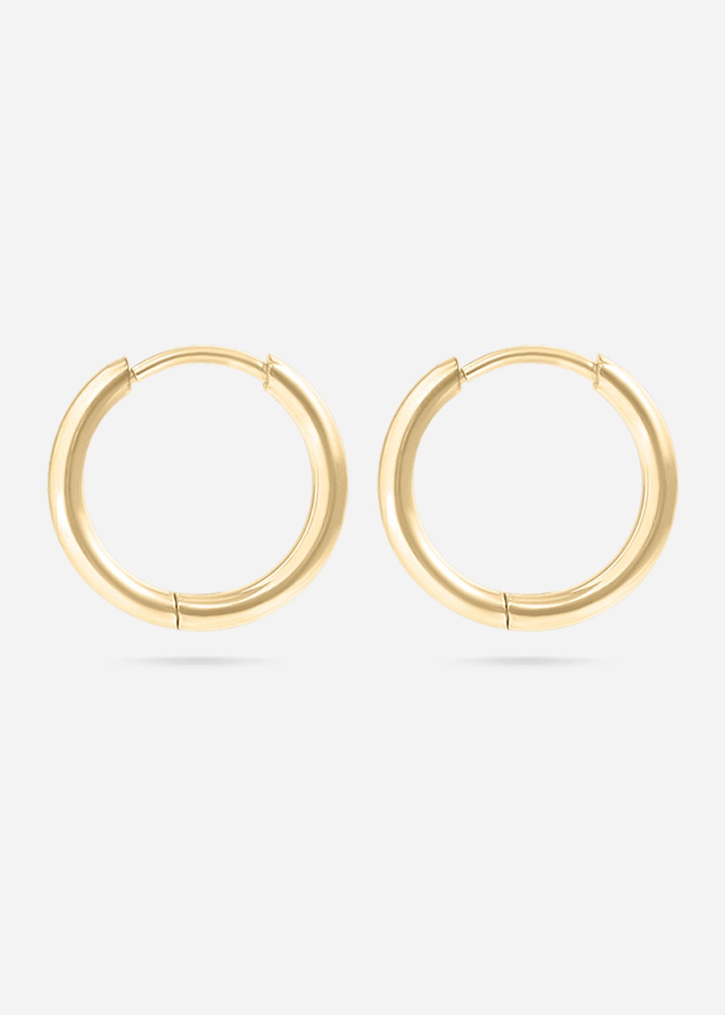 18K Gold PVD Stainless Steel Classic Hoop Huggie Earrings: Gold / 12mm