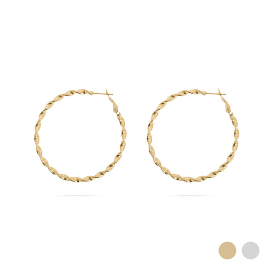 18K Gold PVD Stainless Steel Twist Hoop Earrings: Gold / 30mm