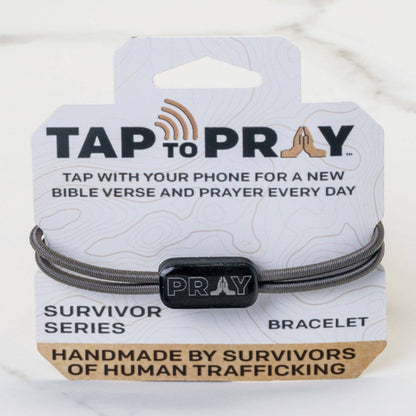 Tap To Pray® Survivor Series Tactical Bracelet: Onyx + Cross
