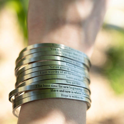 18K Gold PVD Life is tough So Are You Engraved Bangle: Gold