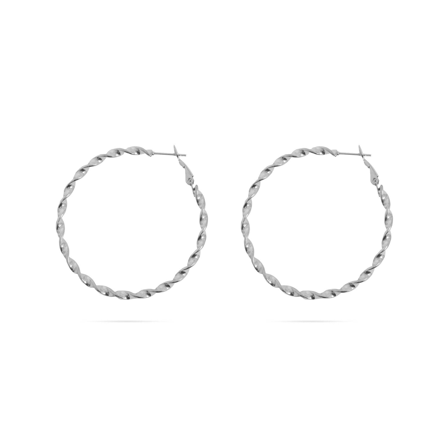 18K Gold PVD Stainless Steel Twist Hoop Earrings: Gold / 30mm