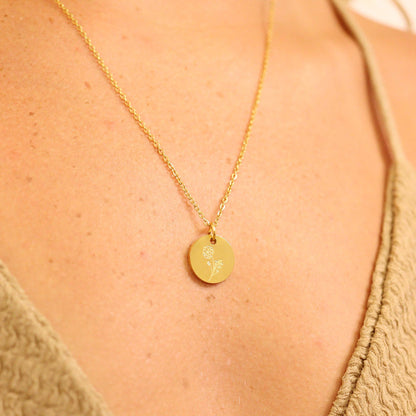 18K Gold PVD Stainless Steel Birth Flower Charm: Gold / August/Gladiolus
