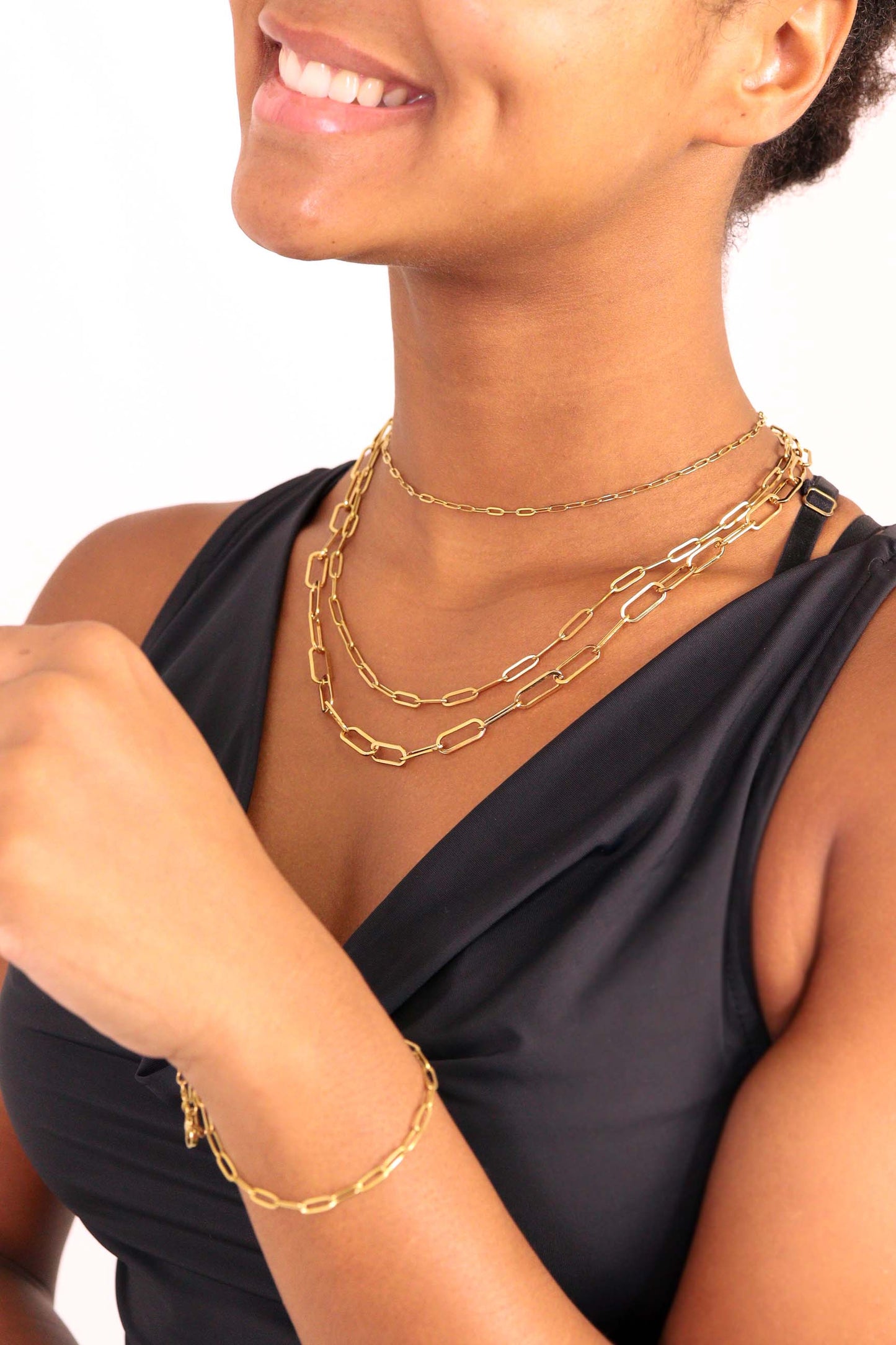 18K Gold Paperclip Chain Necklace: 20+02" / 4mm