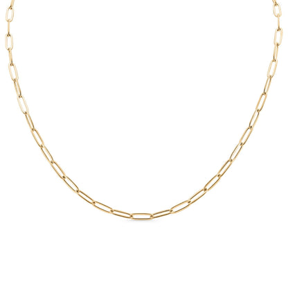 18K Gold Paperclip Chain Necklace: 20+02" / 4mm