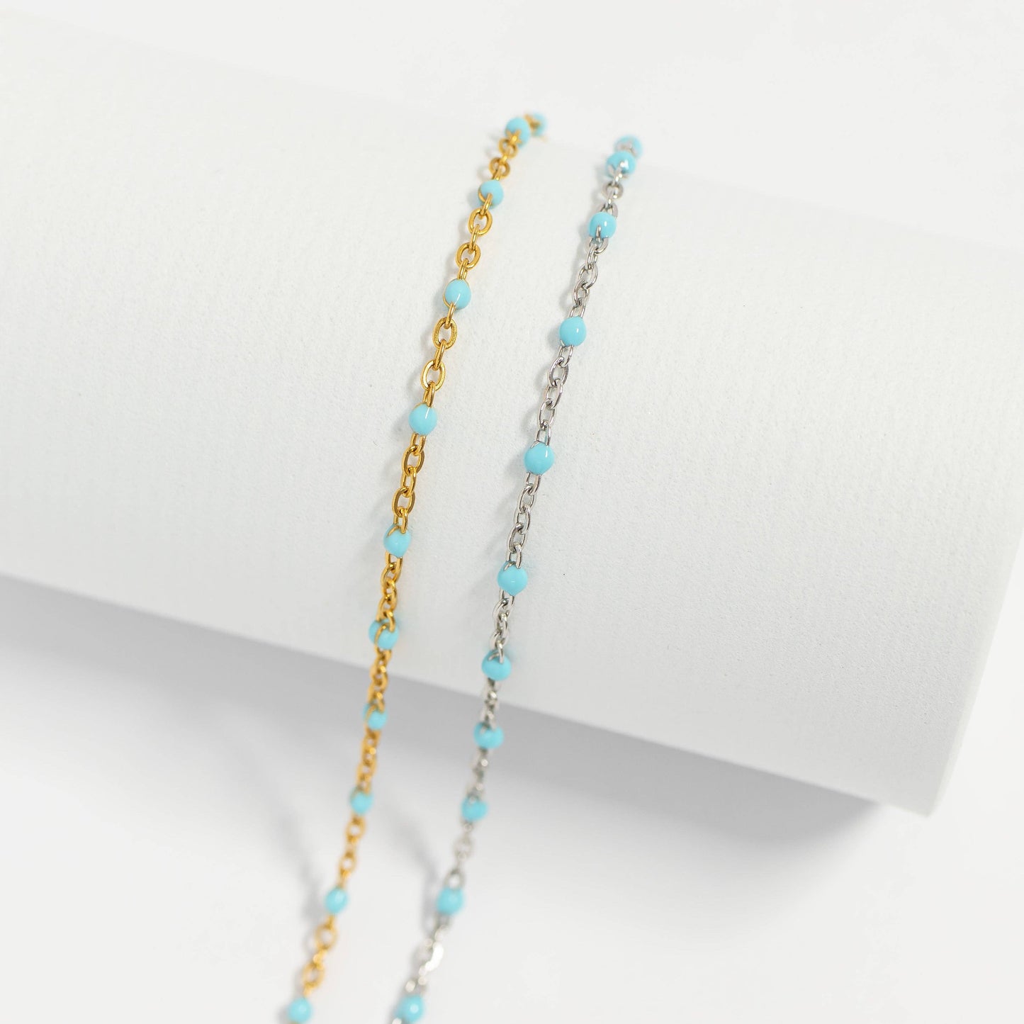 18K Gold PVD Stainless Steel Turquoise Confetti Bracelet: Gold