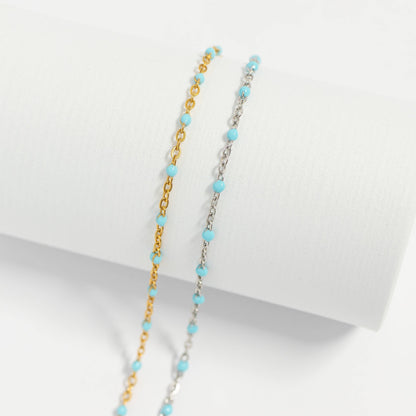 18K Gold PVD Stainless Steel Turquoise Confetti Bracelet: Gold