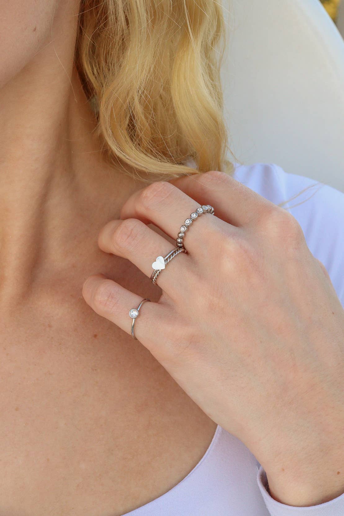 Stainless Steel Birthstone Stacking Ring: September / 7