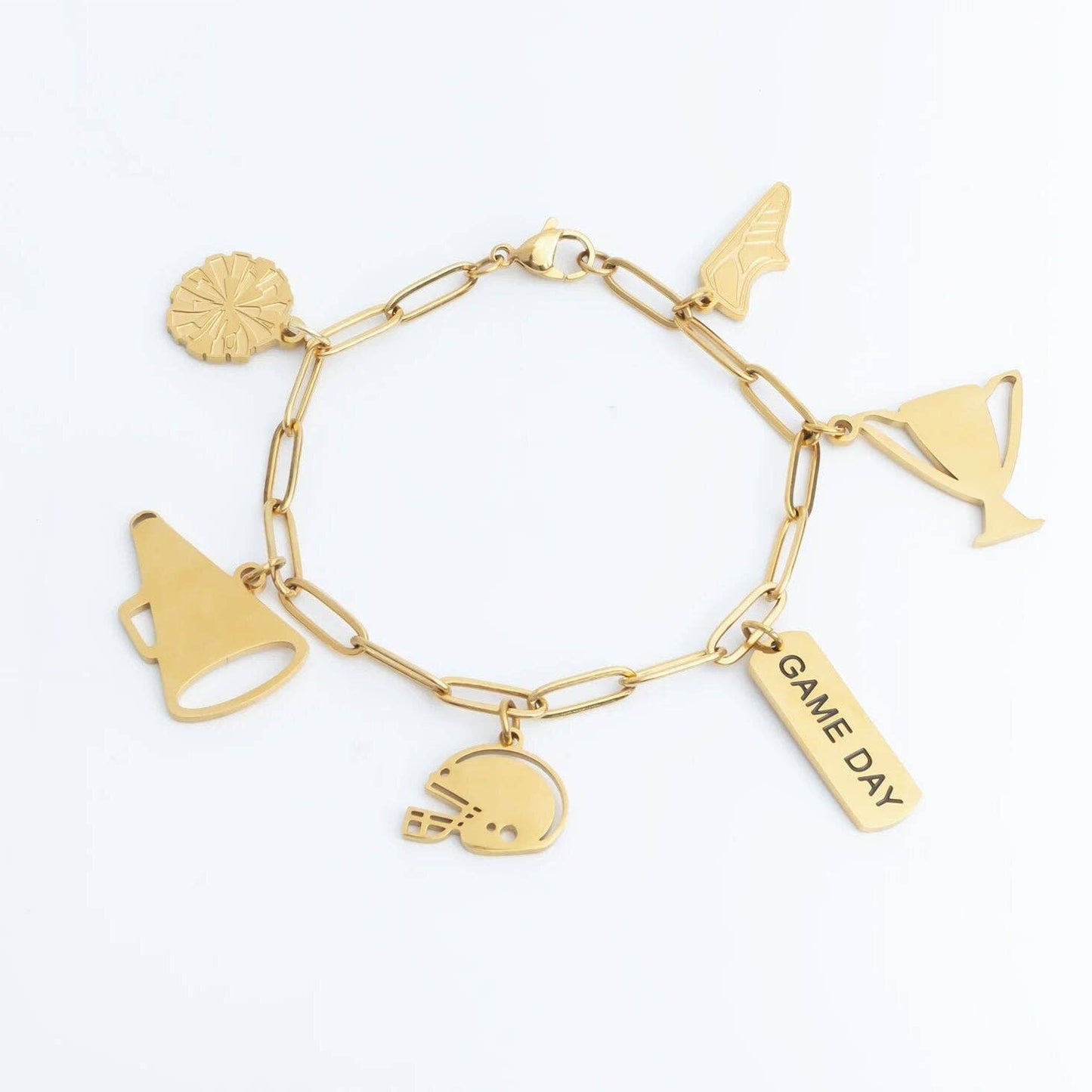 18K Gold PVD Stainless Steel Helmet Charm: Gold