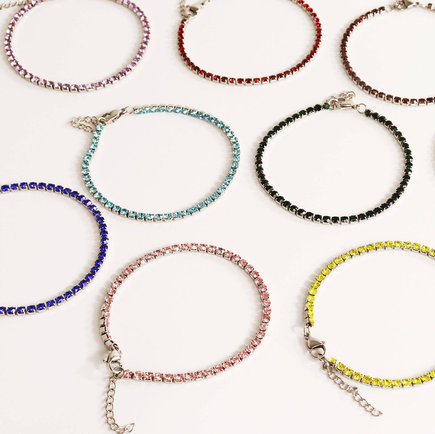 Stainless Steel Birthstone Tennis Bracelet: September / 6.5"+1"