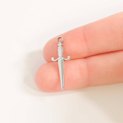 18K Gold PVD Stainless Steel Dagger Charm: Gold