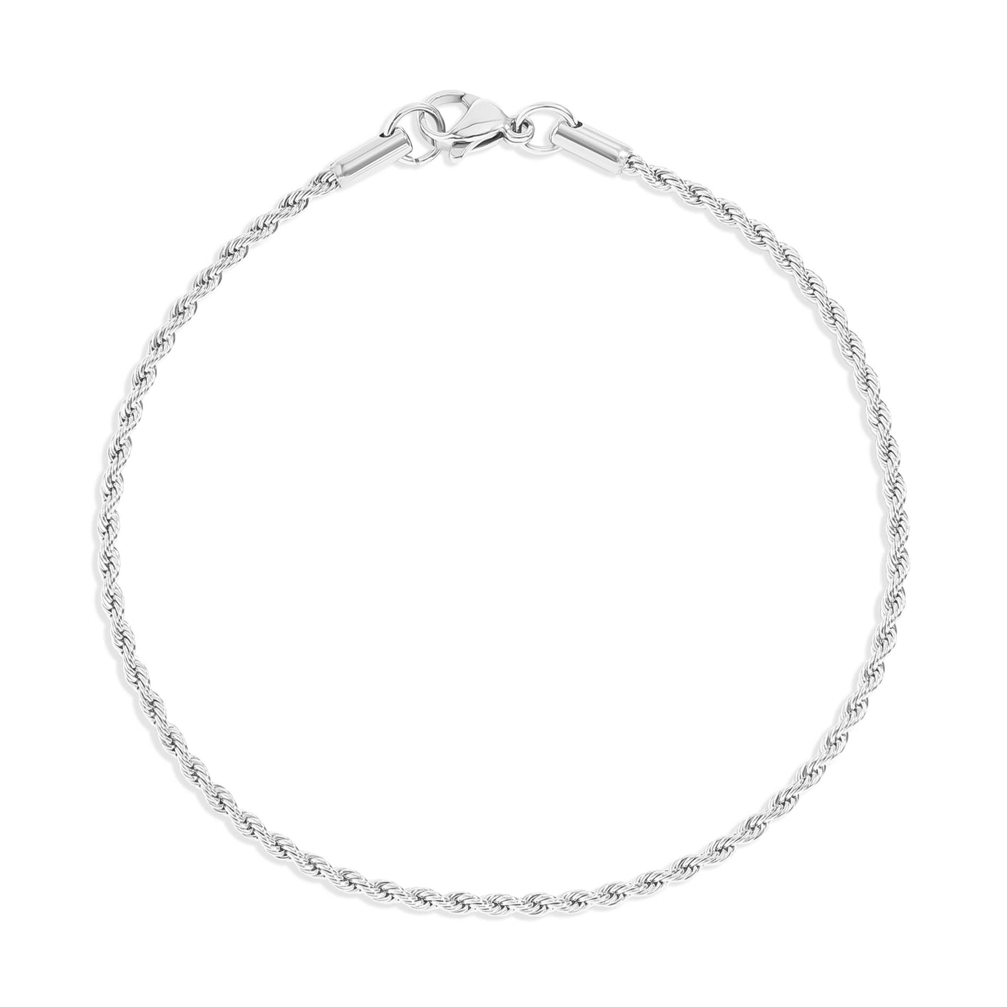 Rope Chain Bracelet / Anklet - Gold, Silver, Black: Gold / 6+2" / 2mm