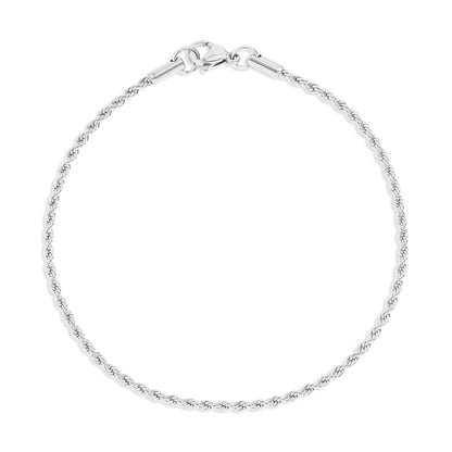 Rope Chain Bracelet / Anklet - Gold, Silver, Black: Gold / 6+2" / 2mm