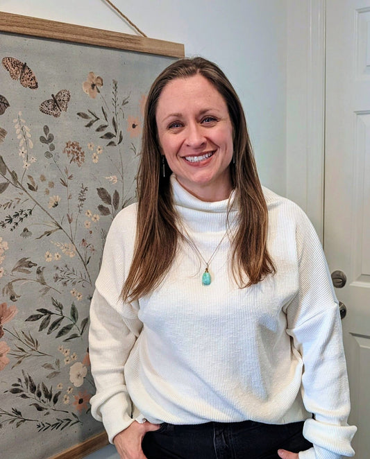 Mock Neck Top - Long Sleeve Rib