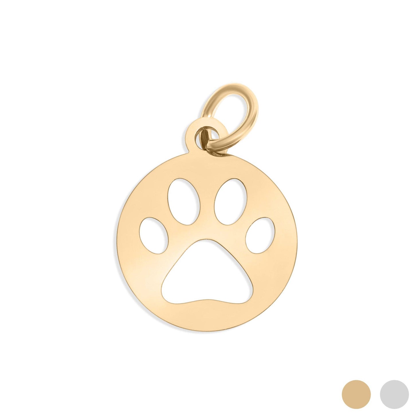 18K Gold PVD Stainless Steel Paw Print Charm: Gold