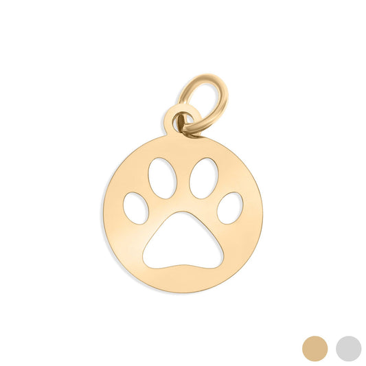 18K Gold PVD Stainless Steel Paw Print Charm: Gold