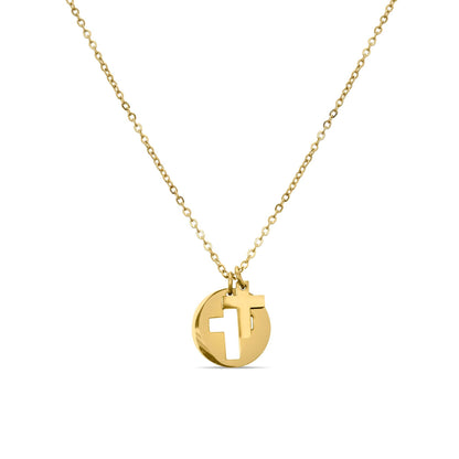 Stainless Steel Cutout 2 Piece Cross Necklace: Stainless